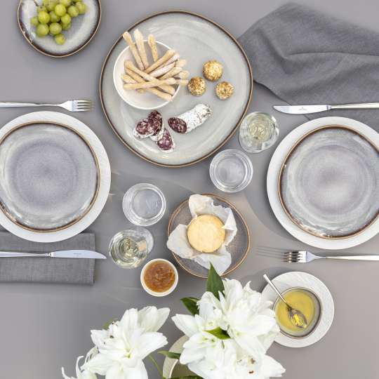 Villeroy & Boch - Lave beige mit Glasur und formschöne Manufacture blanc Teller kombiniert 