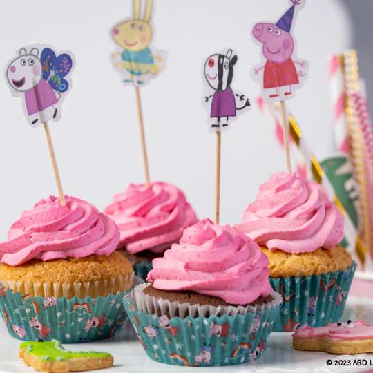 Dr. Oetker - Perfekte Peppa Party-Muffins mit passenden Backförmchen und Party-Pickern