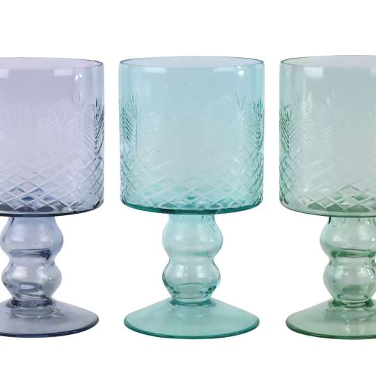 Hoff Interieur - Glaspokale Aqua, 3er Set, Blautöne