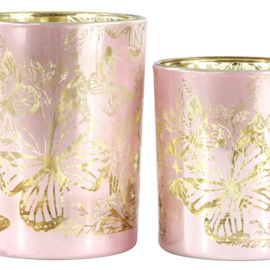 Hoff Interieur - Windlichter Butterfly, 2er Set, rosa