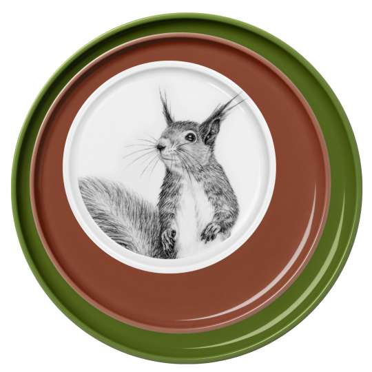 mittelpunkt. - Herbstliche Tellerkombi mit Eichhörnchen-Teller