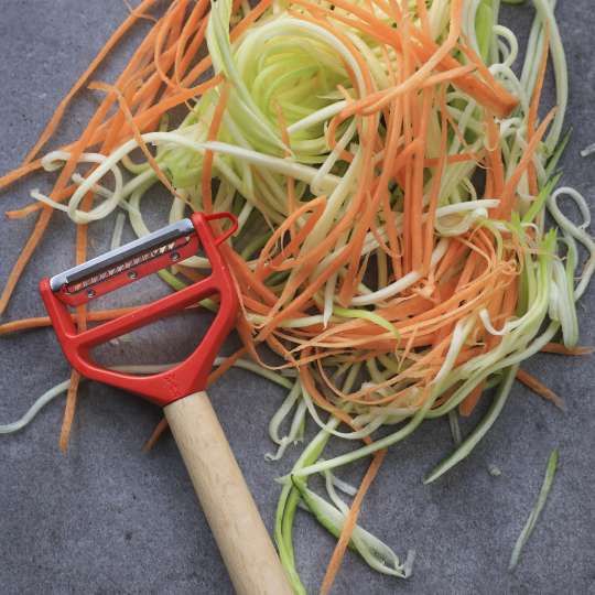 Opinel - T-DUO Schäler Holz Rot - Gemüse-Julienne