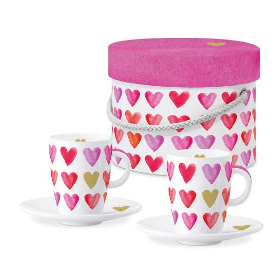 ppd - Espresso Set - Aquarell Hearts Gold