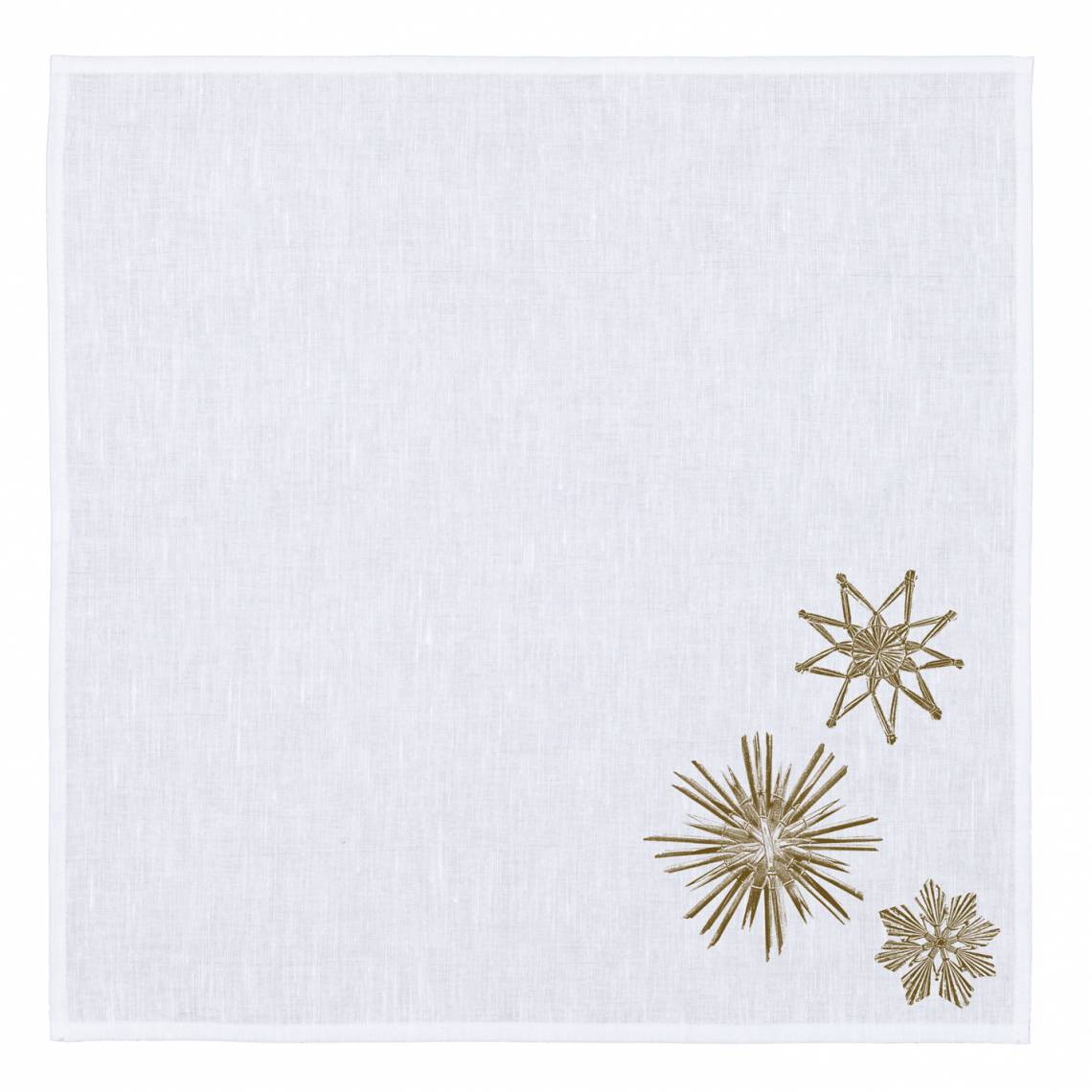 Frohstoff - winterliche Motive aus der Natur: Serviette Halbleinen Strohsterne, messing