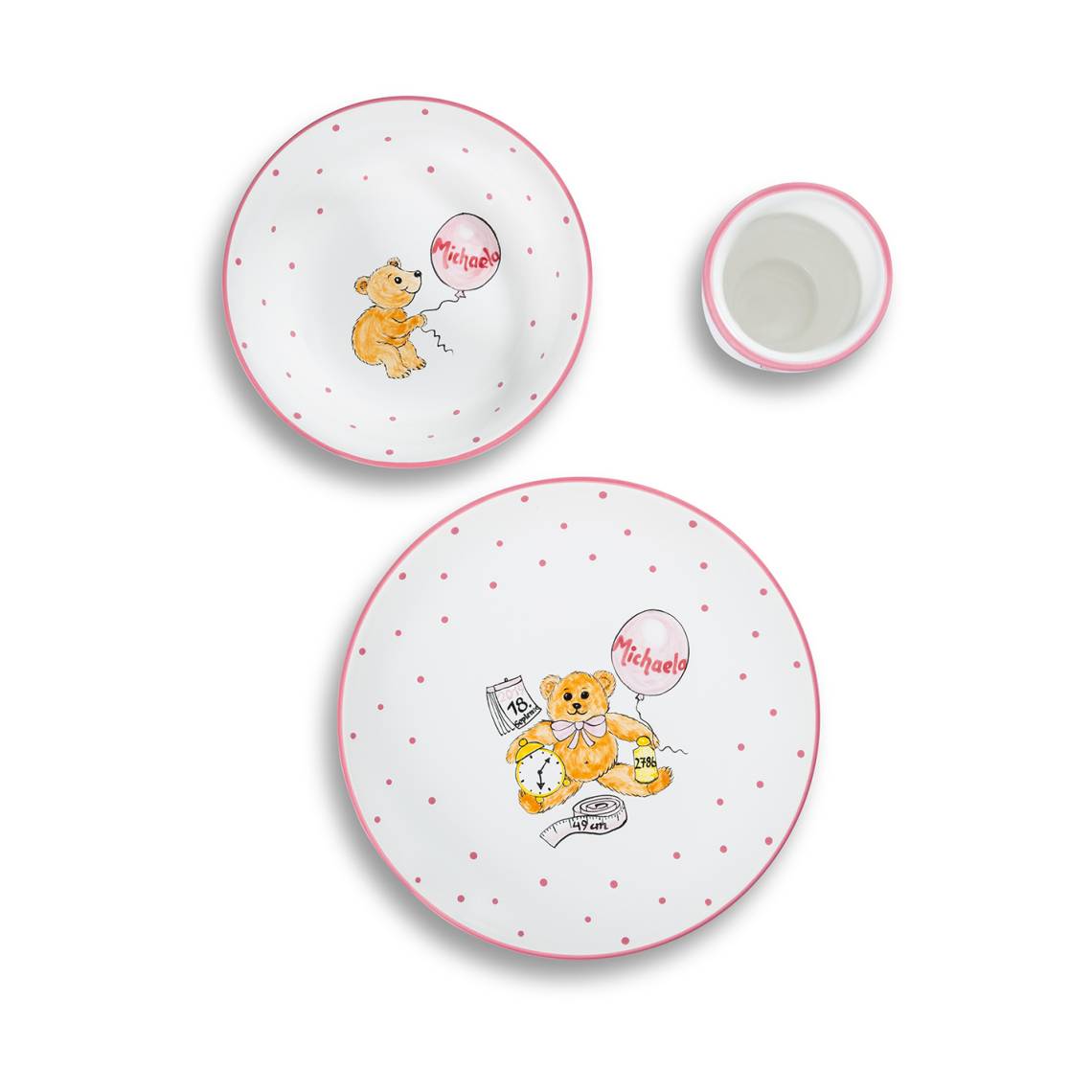 Gmundner Keramik: Kindergeschirr für die Kleinsten / Set personalisiert, rosa, Mood