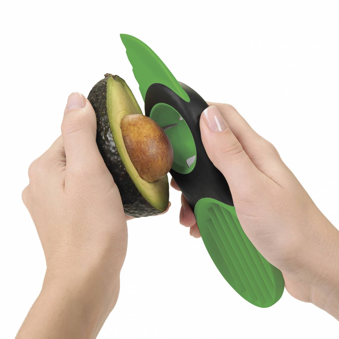 OXO 3-in1-Avocadoschneider grün Anwendung 2