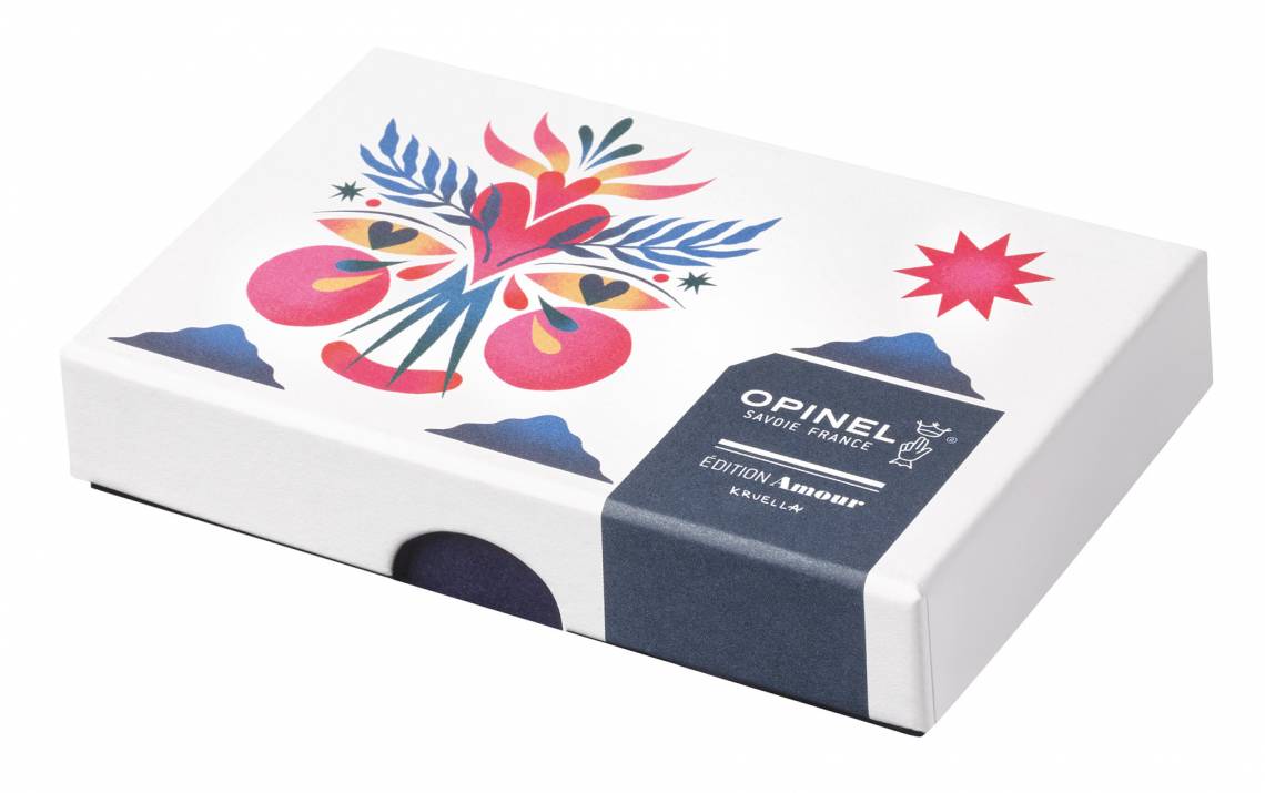 Opinel-Messer mit ganz viel Liebe: Serie Edition Amour / Design Kruella d’Enfer / Verpackung geschlossen