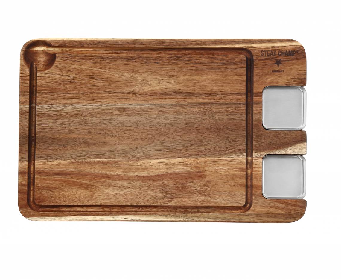 Eating Board: Ein edles Holzbrett für Steaks mit Saucieren 10-5020