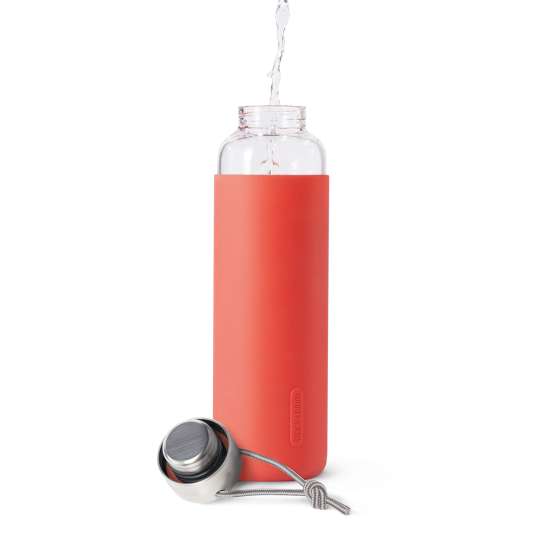 Black + Blum Stilvolle orange Wasserflasche aus Glas