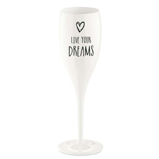 Koziol CHEERS Sektglas weiß Live your dreams