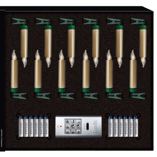 Krinner LUMIX Superlight Mini Kerzen Gold 12er Set Verpackung