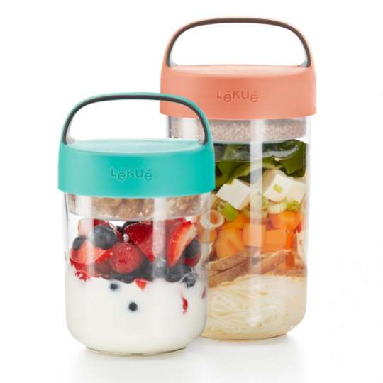 lekue - Jar to go - Lunchbox für unterwegs - beide Größen befüllt