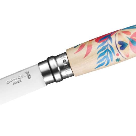 Opinel-Messer mit ganz viel Liebe: Serie Edition Amour / Design Kruella d’Enfer / Messer  Ansicht Klinge nach links
