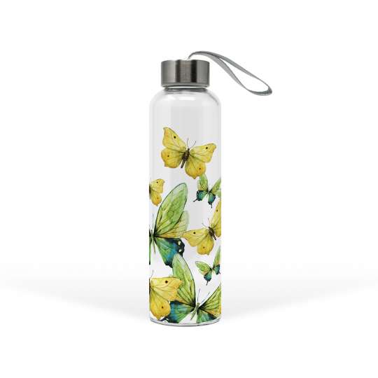 PPD 603651 · Green Butterflies Glass Bottle / Trinkflasche
