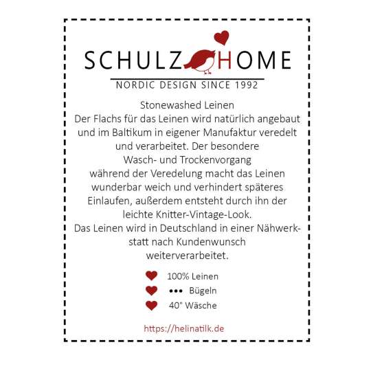 Schulz HOMEWEAR - Stoffetikett mit Waschanleitung