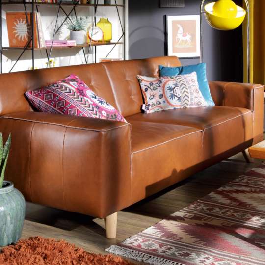 Tom Tailor Home Nordic Chic Sofa cognacfarbenes Leder Milieu