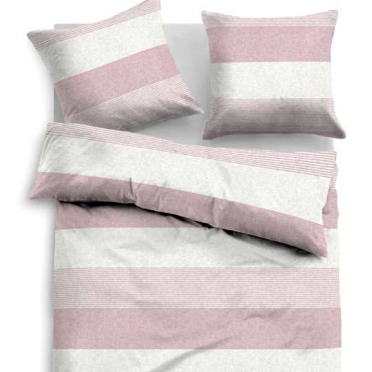 Tom Tailor Melange Flannel Bed Linen, rose/weiß