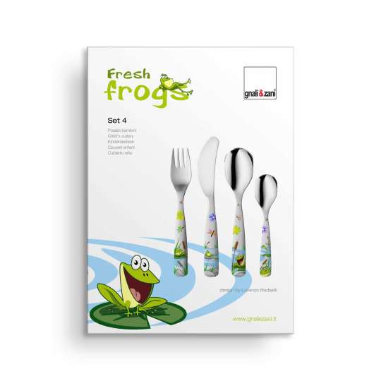 Gnali&Zani FRESH FROGS Kinderbesteck Set 4-teilig Geschenkbox