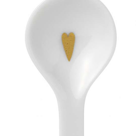 Serie 'Guten Appetit' Porzellanloeffel, goldenes Herz,13,5 cm