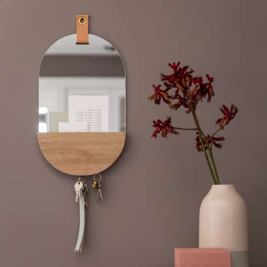 räder Spiegel oval mit Holzablage Milieu
